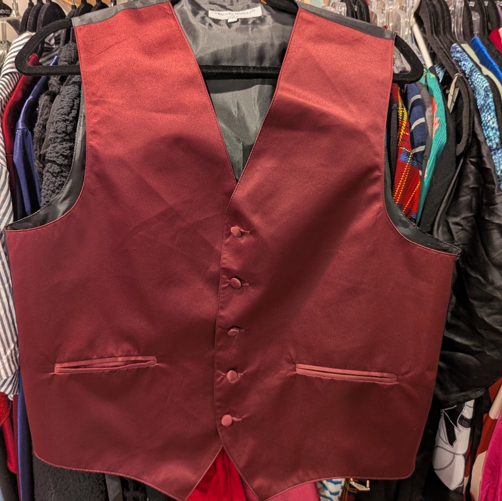 Men's Italian Burgundy Vest -S